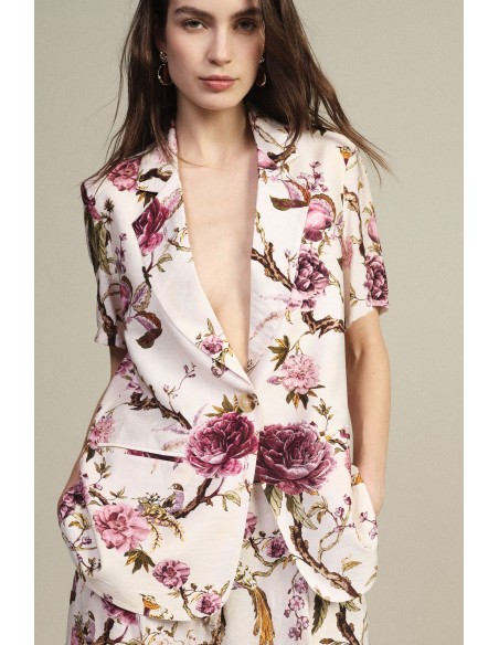 Blazer curto de mangas curtas com estampa floral Dixie