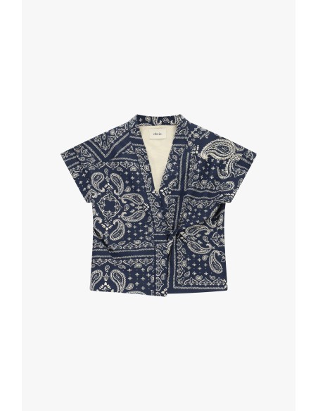 Colete Curto com Estampa Paisley e Cinto Dixie