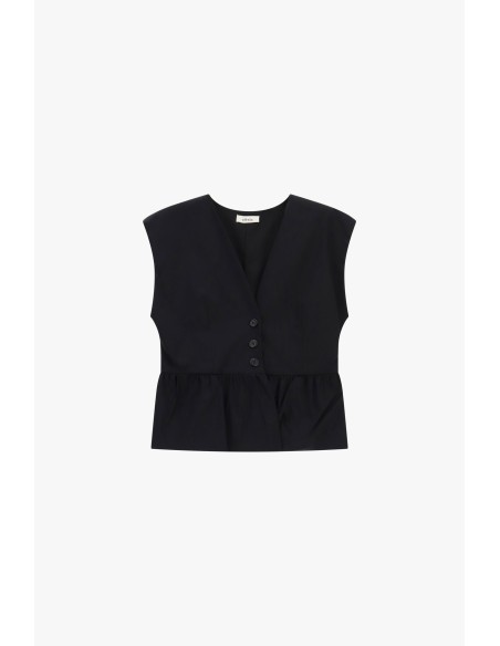 Colete Curto Com Botões E Volante Franzido Dixie
