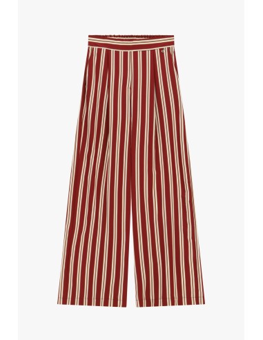 Calças Palazzo às Riscas com Cintura Elástica Dixie