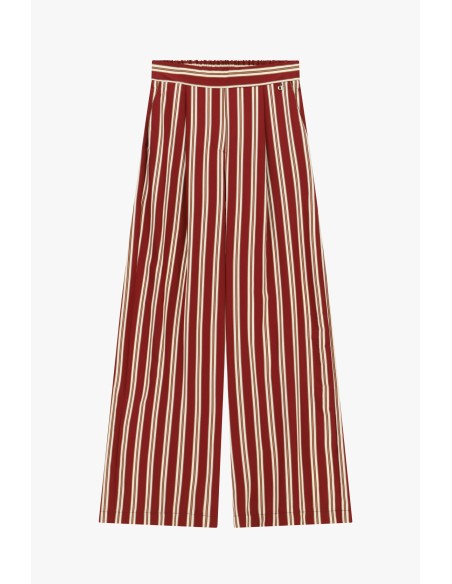 Calças Palazzo às Riscas com Cintura Elástica Dixie
