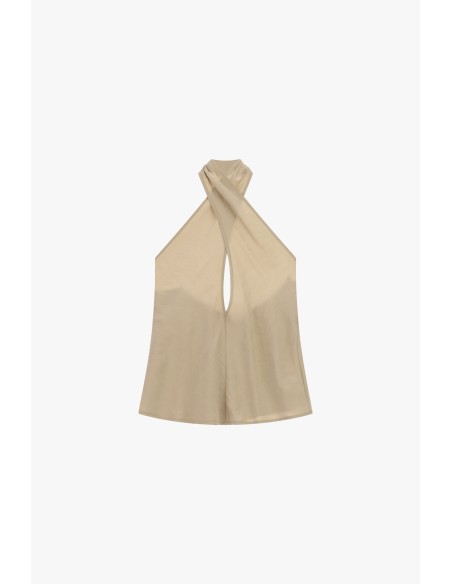 Top cruzado sem mangas com decote halter Dixie