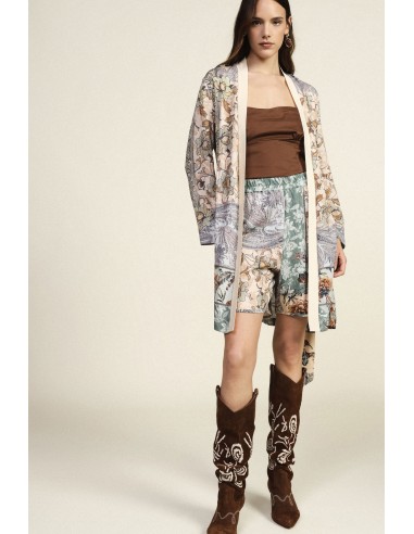Casaco Leve Estampa Floral Cinto Coordenado Dixie