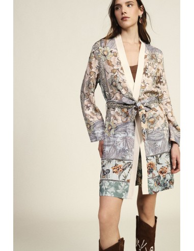 Casaco Leve Estampa Floral Cinto Coordenado Dixie