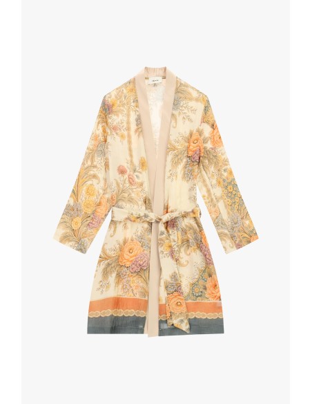 Casaco duster Estampa Floral Cinto Dixie