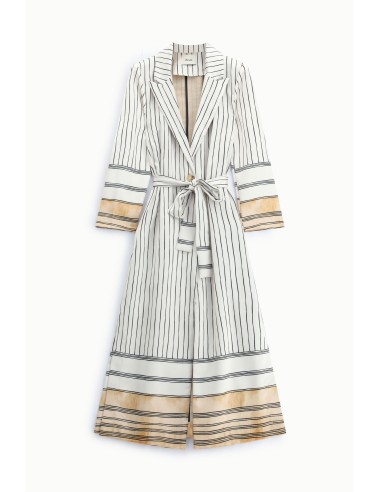 Trench-Coat às Riscas Comprimento Midi com Cinto Dixie