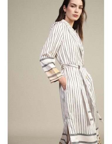 Trench às riscas comprimento midi com cinto Dixie