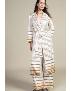 Trench coat às riscas de comprimento midi com cinto Dixie