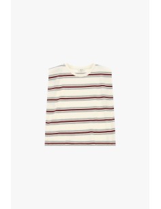 Top Às Riscas Com Decote Redondo Clássico Dixie