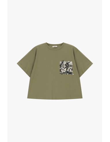 T-shirt com bolsinho aplicado e lantejoulas Dixie