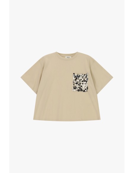 T-shirt con bolso aplicado e lantejoulas Dixie