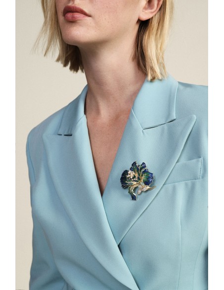 Broche Floral Com Detalhes Esmaltados E Strass Dixie
