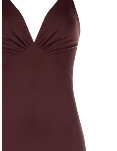 Vestido longo tubinho em malha com bainha em folho de georgette Rinascimento