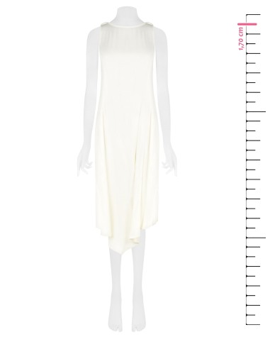 Vestido Midi Trapézio em Cetim com Decote em V nas Costas Rinascimento