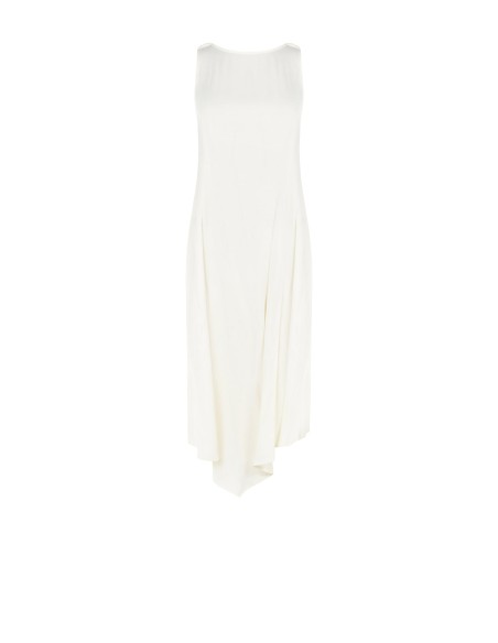 Vestido midi em raso com corte trapézio e decote em V nas costas Rinascimento
