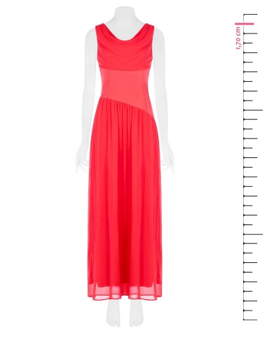 Vestido Longo Em Cetim Com Saia Com Folhos E Drapeado Em Georgette Enrugada Rinascimento