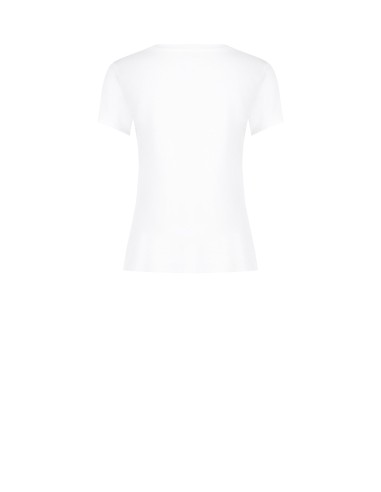 T-shirt regular em algodão, estampado navy e com strass Rinascimento