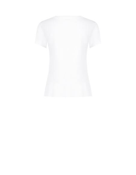 T-shirt regular em algodão, estampado navy e com strass Rinascimento