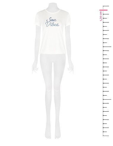 T-shirt regular em algodão, estampa navy e com strass Rinascimento