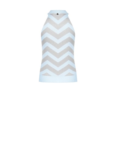 Top em malha com motivo chevron e fio em lurex Rinascimento