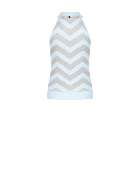 Top em malha com motivo chevron e fio em lurex Rinascimento