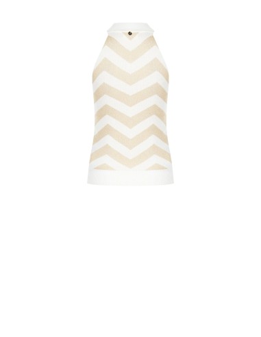Top em malha com motivo chevron e fio em lurex Rinascimento