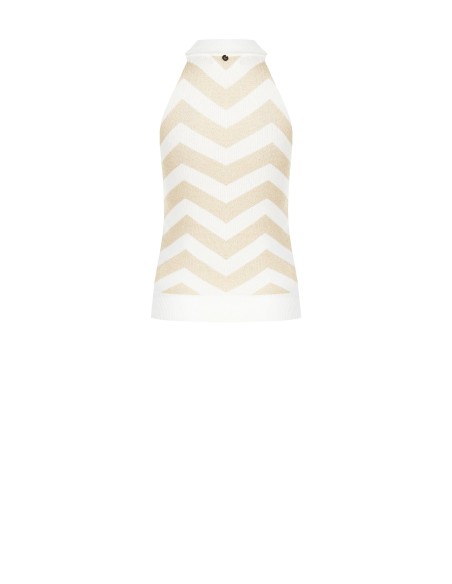 Top em malha com motivo chevron e fio em lurex Rinascimento
