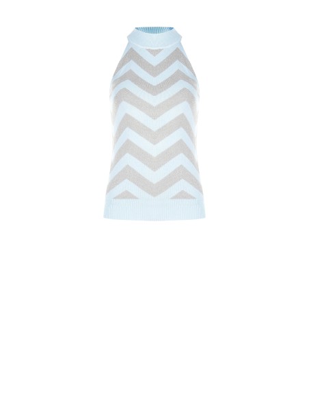 Top em malha com motivo chevron e fio de lurex Rinascimento