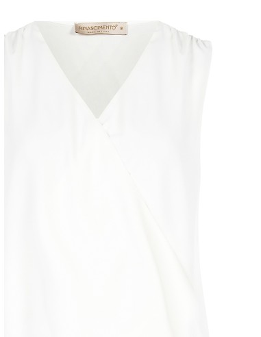 Blusa fluida em cetim fosco com decote em V cruzado Rinascimento