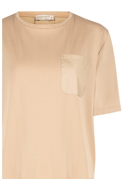 Blusa ampla jersey na frente e algodão atrás com bolso Rinascimento