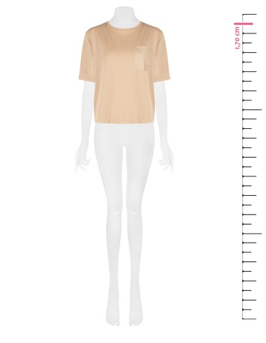 Blusa ampla frente em jersey e costas em algodão com bolso Rinascimento
