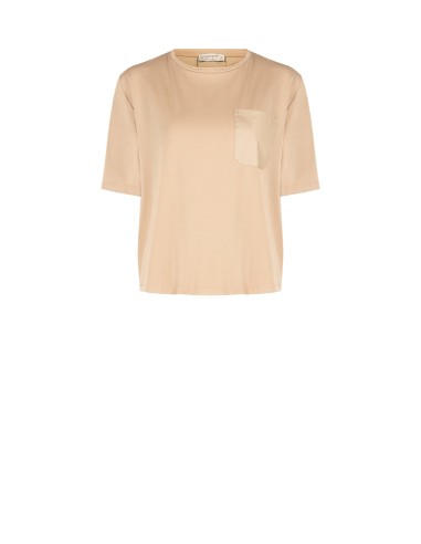 Blusa ampla em jersey na frente e algodão atrás com bolso Rinascimento