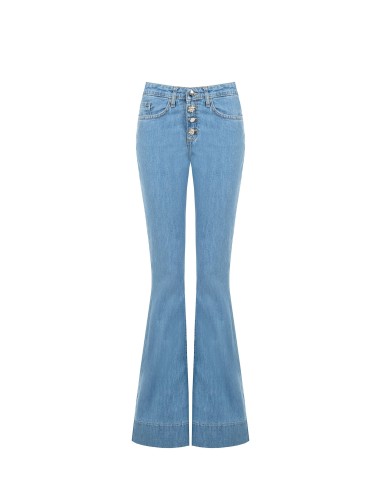 Jeans flare com botões jóia Rinascimento