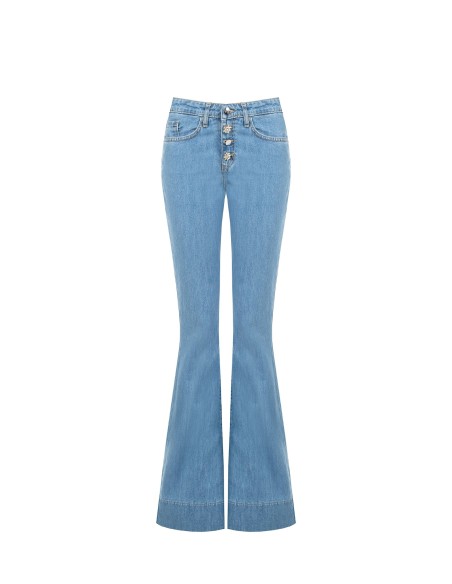 Jeans flare com botões jóia Rinascimento