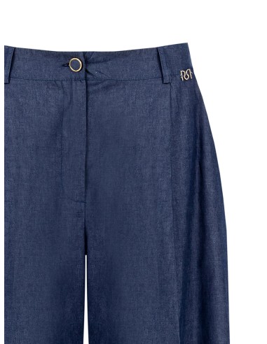 Calças culotte em denim leve com etiqueta com o logótipo Rr Rinascimento