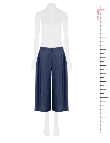 Calças Culotte Em Denim Leve Com Plaqueta De Logótipo Rr Rinascimento