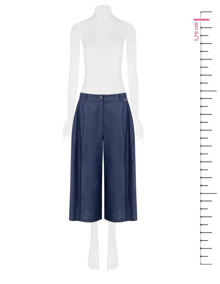 Calças Culotte Em Denim Leve Com Plaqueta De Logótipo Rr Rinascimento