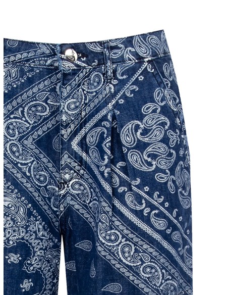 Calções Curtos em Denim Estampado Rinascimento