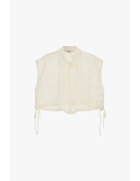 Camisa Cropped Sem Mangas Com Bordado Floral Dixie