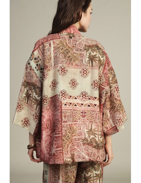 Casaco duster com padrão patchwork e manga ampla Dixie