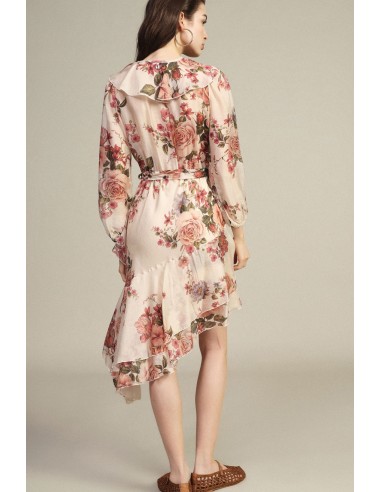 Vestido com estampa floral e folhos assimétricos Dixie