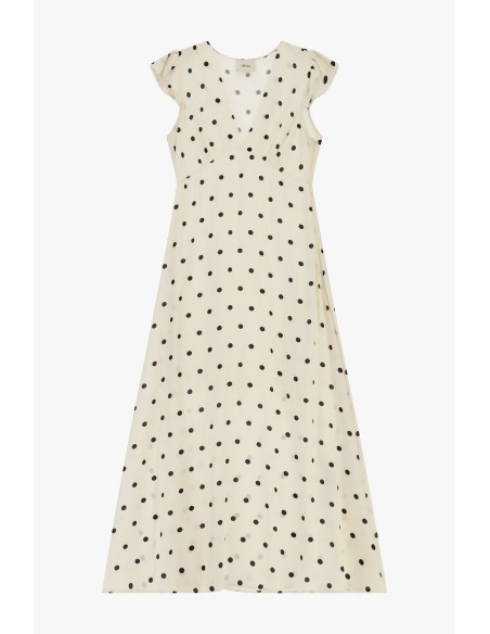 Vestido Longo com Estampado de Bolinhas e Mangas Esvoaçantes Dixie