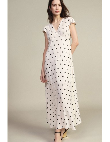 Vestido longo com padrão de poás e mangas esvoaçantes Dixie