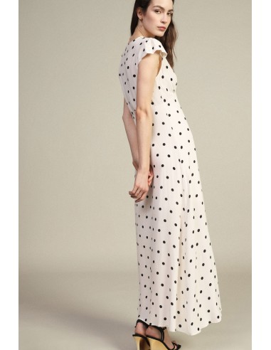 Vestido longo com estampado de bolinhas e mangas esvoaçantes Dixie