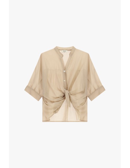 Camicia Cropped Con Nodo Frontale E Maniche Risvoltate Dixie - Vest...