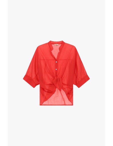 Camicia Cropped Con Nodo Frontale E Maniche Risvoltate Dixie - Vest...