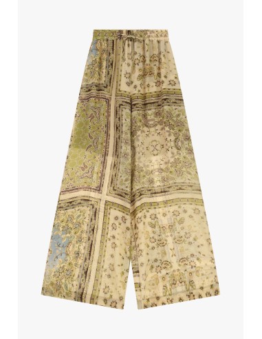 Calças Palazzo com Estampa Patchwork e Cintura Elástica Dixie