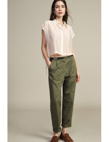Calças Chino-Fit com cintura fina e barras viradas Dixie