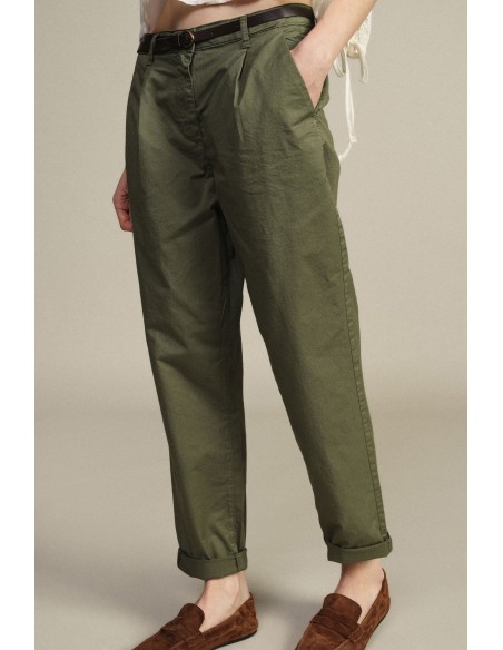 Calças Chino-Fit com Cintura Fina e Bainhas Viradas Dixie