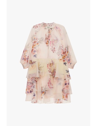 Vestido Curto com Folhos e Estampado Floral Dixie